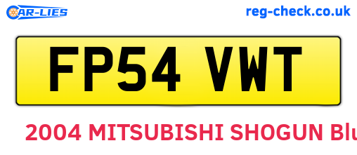 FP54VWT are the vehicle registration plates.