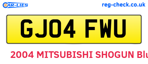GJ04FWU are the vehicle registration plates.