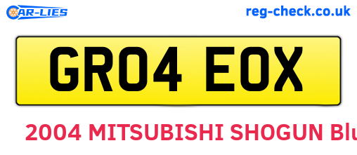 GR04EOX are the vehicle registration plates.