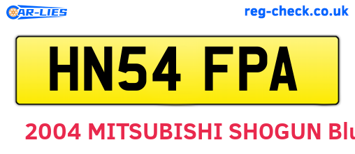 HN54FPA are the vehicle registration plates.