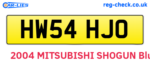 HW54HJO are the vehicle registration plates.
