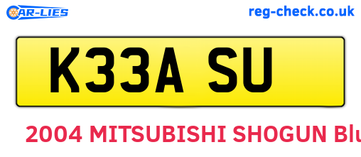 K33ASU are the vehicle registration plates.