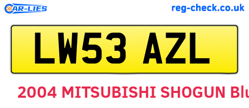 LW53AZL are the vehicle registration plates.