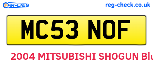 MC53NOF are the vehicle registration plates.