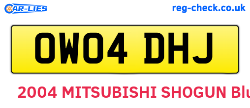 OW04DHJ are the vehicle registration plates.