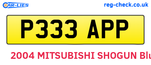 P333APP are the vehicle registration plates.