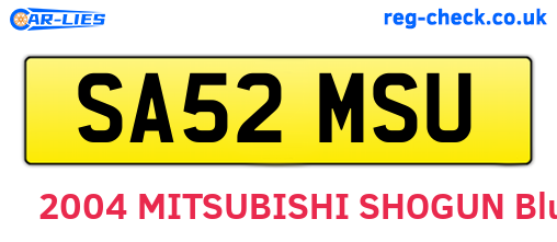 SA52MSU are the vehicle registration plates.