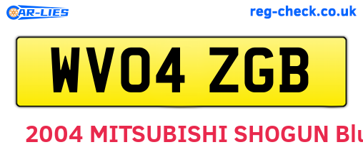 WV04ZGB are the vehicle registration plates.