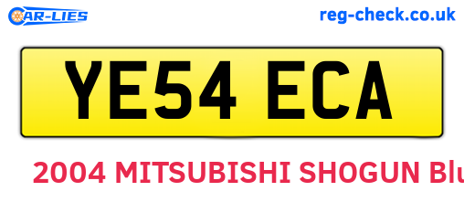 YE54ECA are the vehicle registration plates.