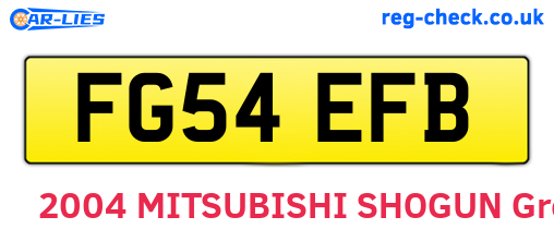 FG54EFB are the vehicle registration plates.
