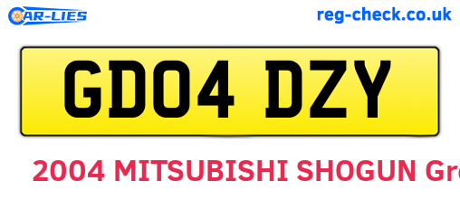 GD04DZY are the vehicle registration plates.