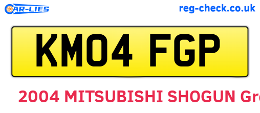 KM04FGP are the vehicle registration plates.