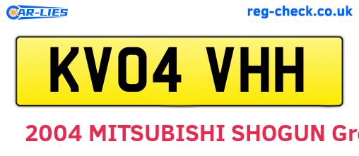 KV04VHH are the vehicle registration plates.
