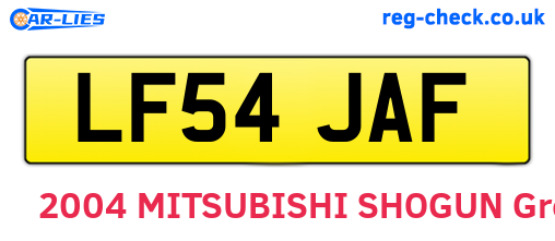 LF54JAF are the vehicle registration plates.