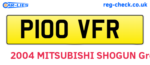 P100VFR are the vehicle registration plates.