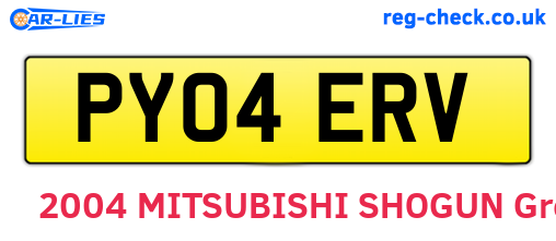 PY04ERV are the vehicle registration plates.