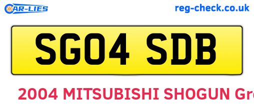 SG04SDB are the vehicle registration plates.