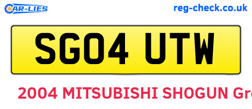 SG04UTW are the vehicle registration plates.