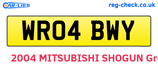WR04BWY are the vehicle registration plates.