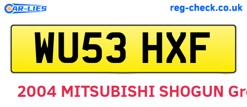 WU53HXF are the vehicle registration plates.