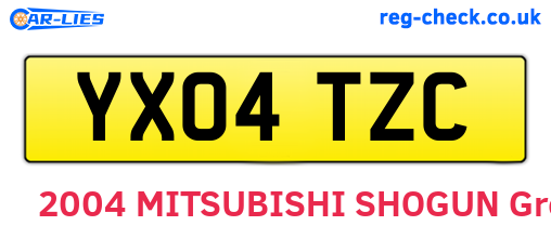 YX04TZC are the vehicle registration plates.