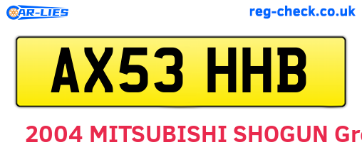 AX53HHB are the vehicle registration plates.