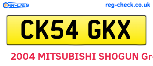 CK54GKX are the vehicle registration plates.