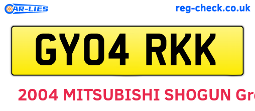 GY04RKK are the vehicle registration plates.