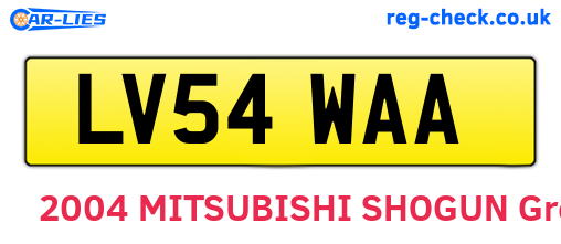 LV54WAA are the vehicle registration plates.