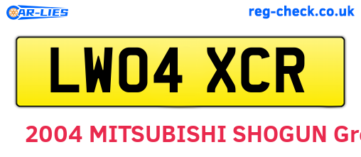 LW04XCR are the vehicle registration plates.