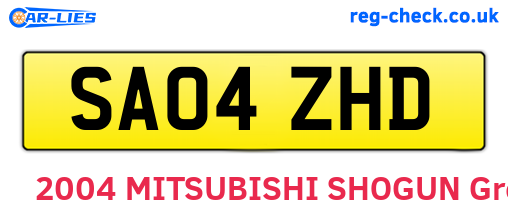 SA04ZHD are the vehicle registration plates.
