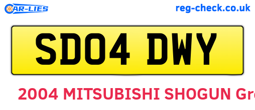 SD04DWY are the vehicle registration plates.
