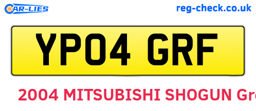 YP04GRF are the vehicle registration plates.