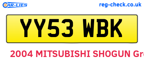YY53WBK are the vehicle registration plates.