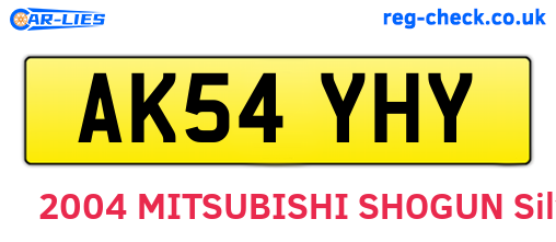 AK54YHY are the vehicle registration plates.