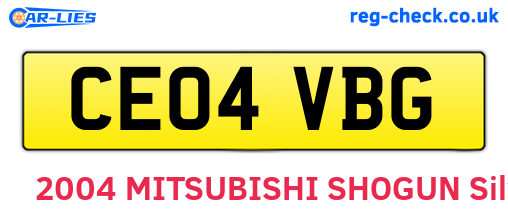 CE04VBG are the vehicle registration plates.