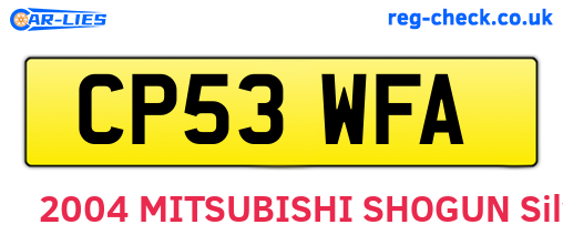 CP53WFA are the vehicle registration plates.