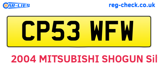 CP53WFW are the vehicle registration plates.