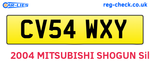 CV54WXY are the vehicle registration plates.
