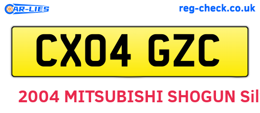 CX04GZC are the vehicle registration plates.
