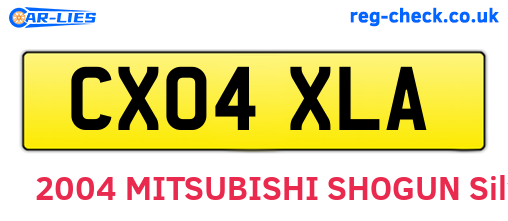 CX04XLA are the vehicle registration plates.
