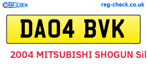DA04BVK are the vehicle registration plates.