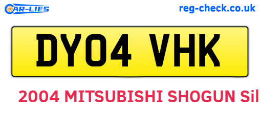 DY04VHK are the vehicle registration plates.