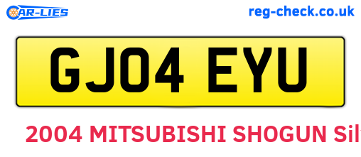 GJ04EYU are the vehicle registration plates.
