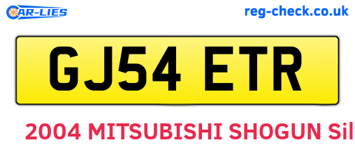 GJ54ETR are the vehicle registration plates.