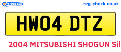 HW04DTZ are the vehicle registration plates.