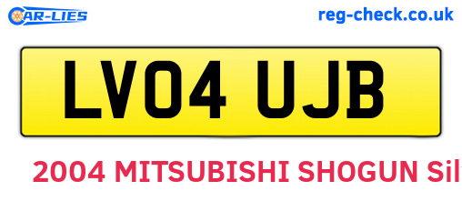 LV04UJB are the vehicle registration plates.