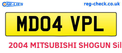 MD04VPL are the vehicle registration plates.