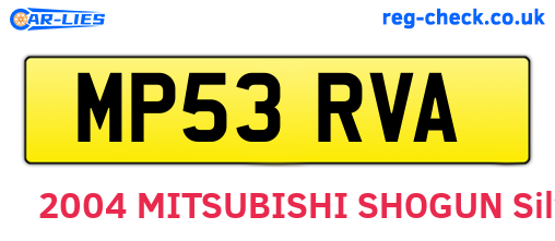 MP53RVA are the vehicle registration plates.