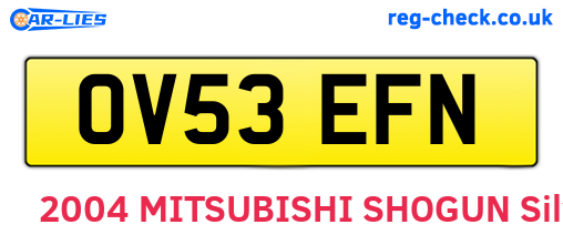 OV53EFN are the vehicle registration plates.